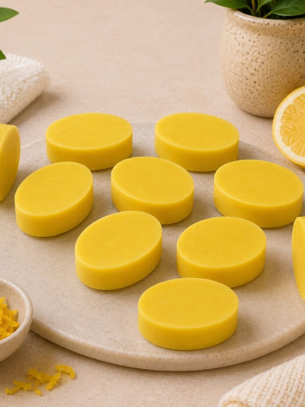 Lemon Zest Botanical Oval Hand Poured Goat Milk Soap Bar
